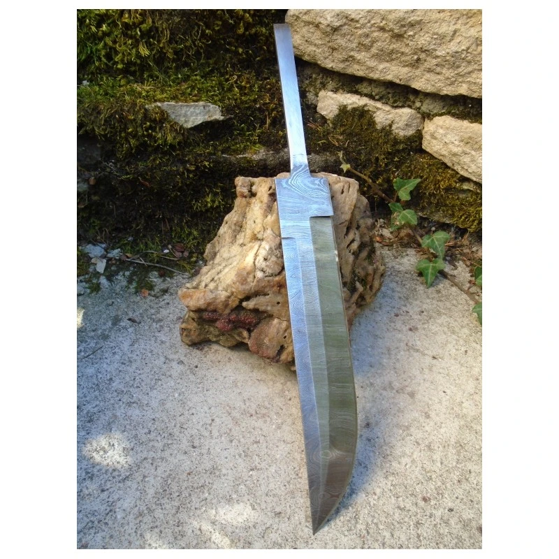 BL000E Lame Couteau De Chasse Acier Damas 256 Couches Lame A Customiser Le Manche