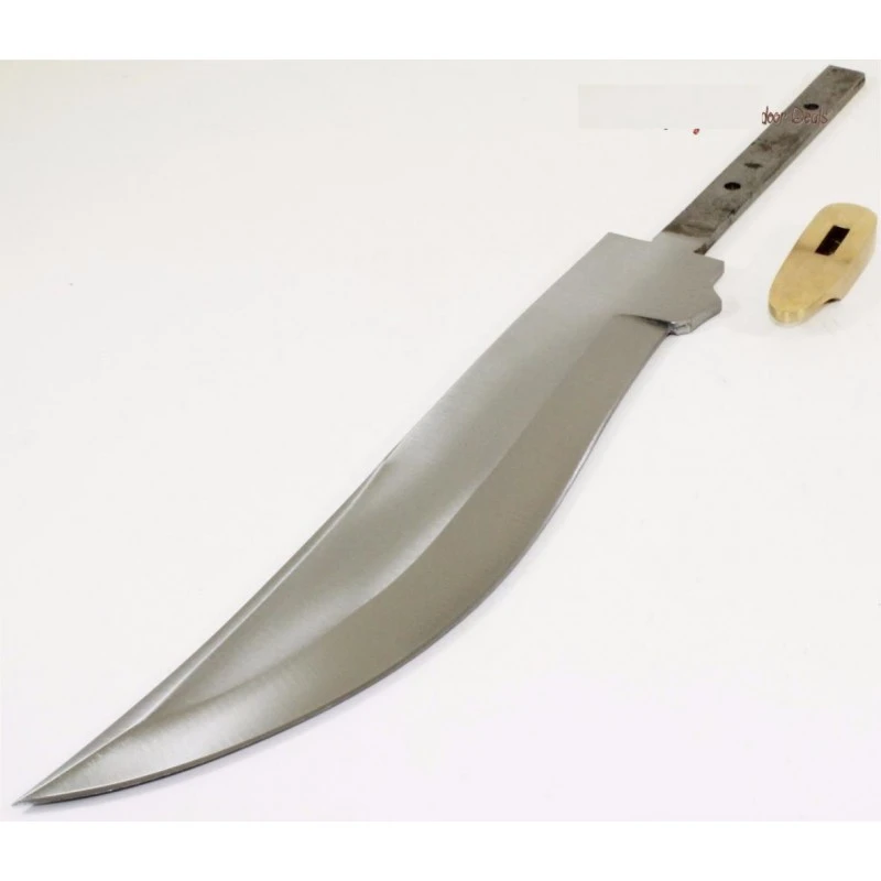 BL615 Lot De 2 Lames Bowie A Customiser Le Manche Lame Acier Inox Garde Laiton – Image 2
