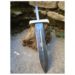 BLDAGD Lame Dague Acier Damas 256 Couches Lame A Customiser Le Manche Garde Laiton