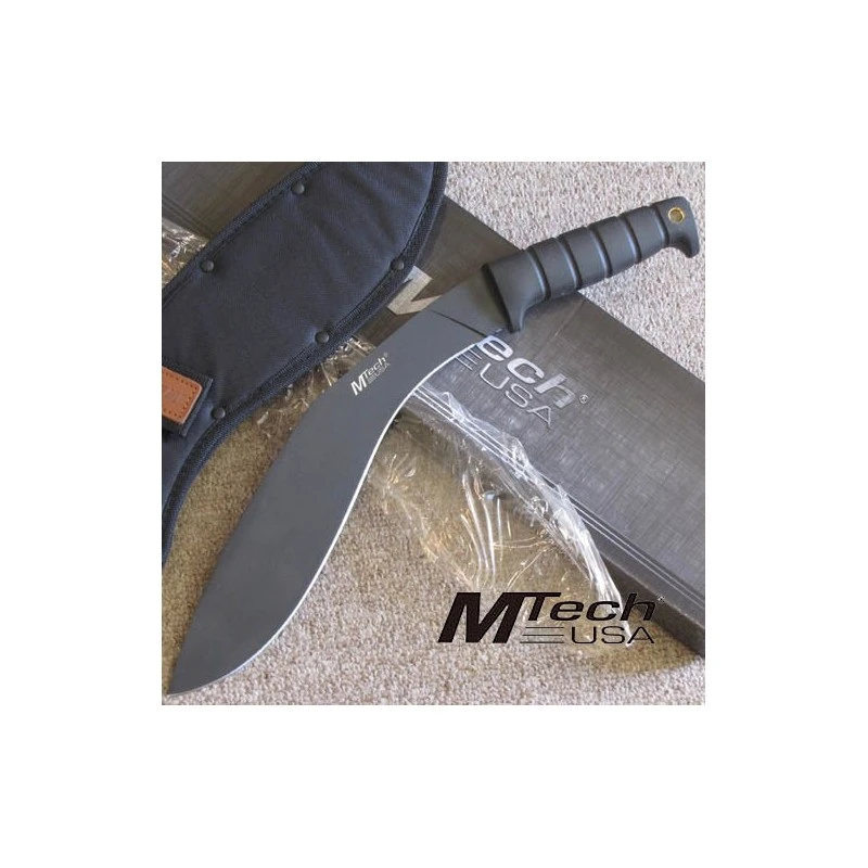 Couteau Kukri Gurkha Combat KUKKRI Mtech Bushcraft Machete Lame Acier 440 Etui MT537