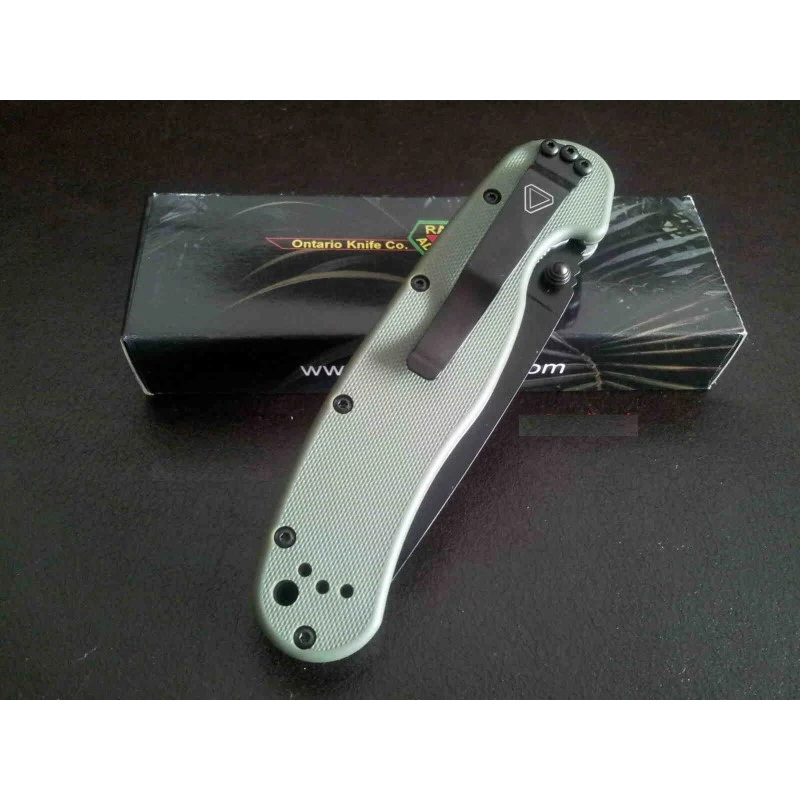 Couteau Ontario Rat 1 OD Green Acier AUS-8 Serrated Manche Nylon Linerlock ON8847OD – Image 4