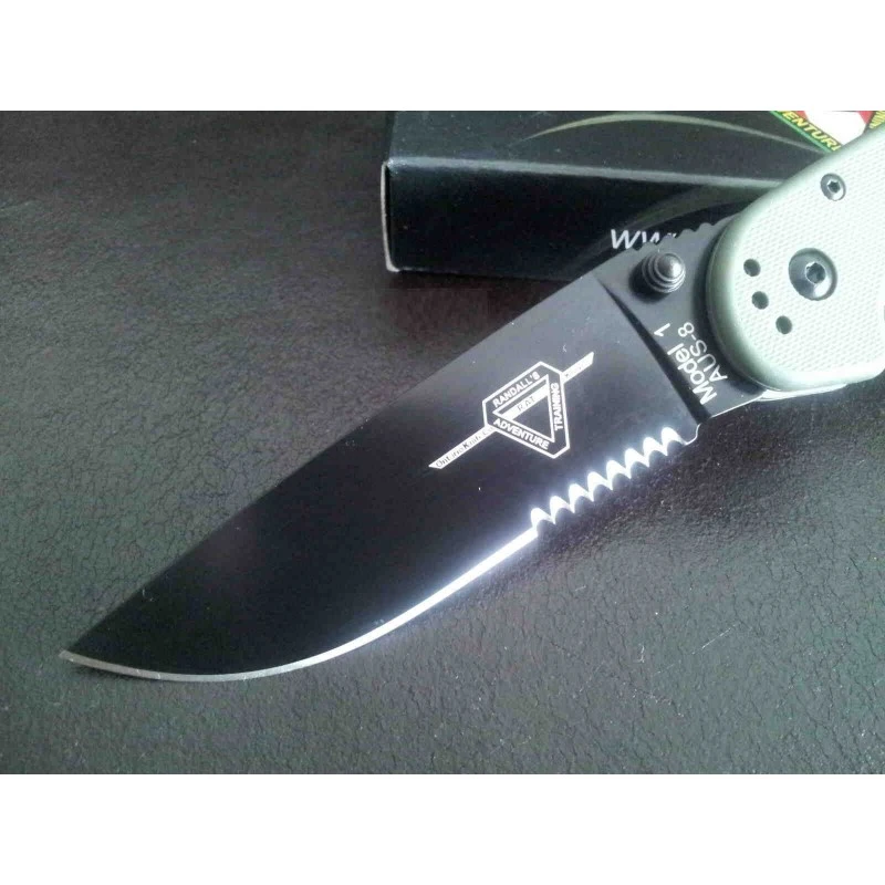 Couteau Ontario Rat 1 OD Green Acier AUS-8 Serrated Manche Nylon Linerlock ON8847OD – Image 8