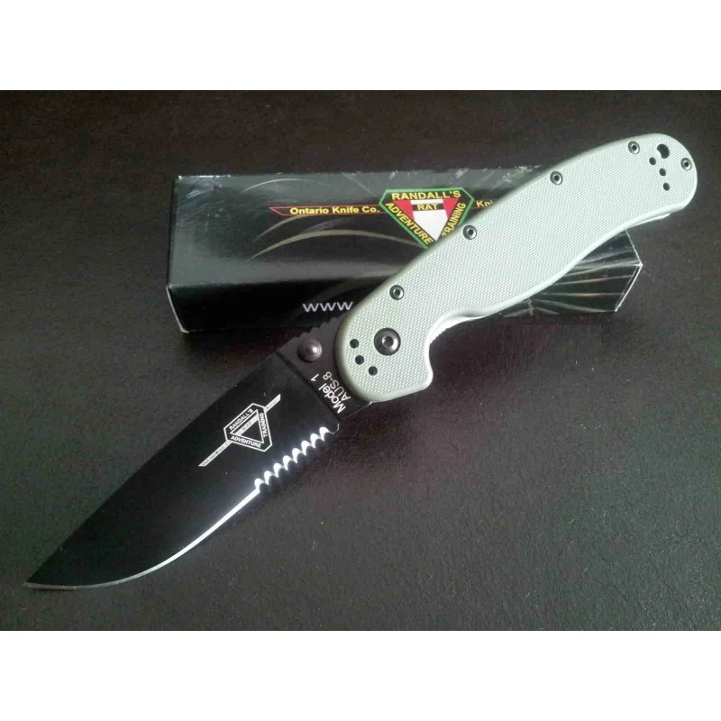 Couteau Ontario Rat 1 OD Green Acier AUS-8 Serrated Manche Nylon Linerlock ON8847OD – Image 9