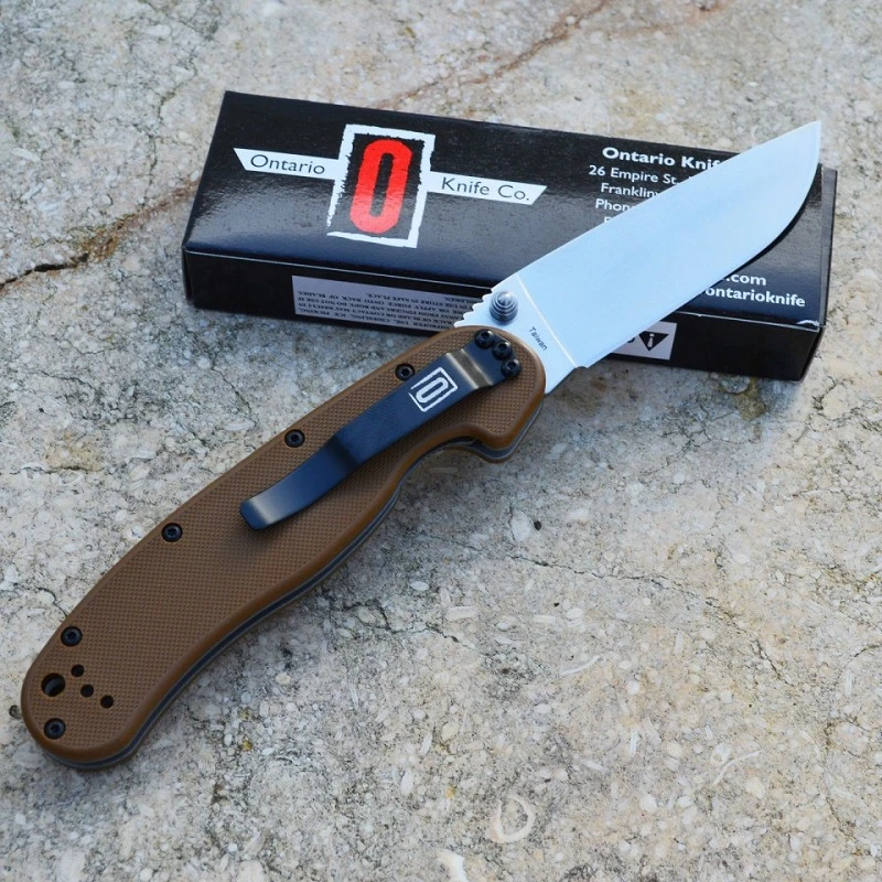 Couteau Ontario Rat Model 1 Lame Acier AUS-8 Manche FRN Coyote Brown Ontario Rat-1 ON8848CB – Image 2