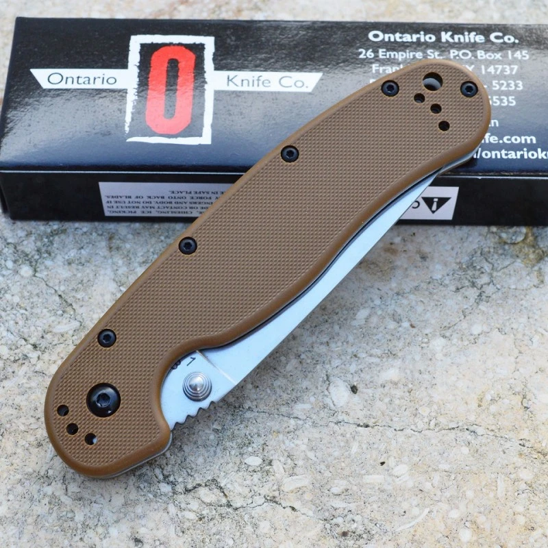 Couteau Ontario Rat Model 1 Lame Acier AUS-8 Manche FRN Coyote Brown Ontario Rat-1 ON8848CB – Image 3