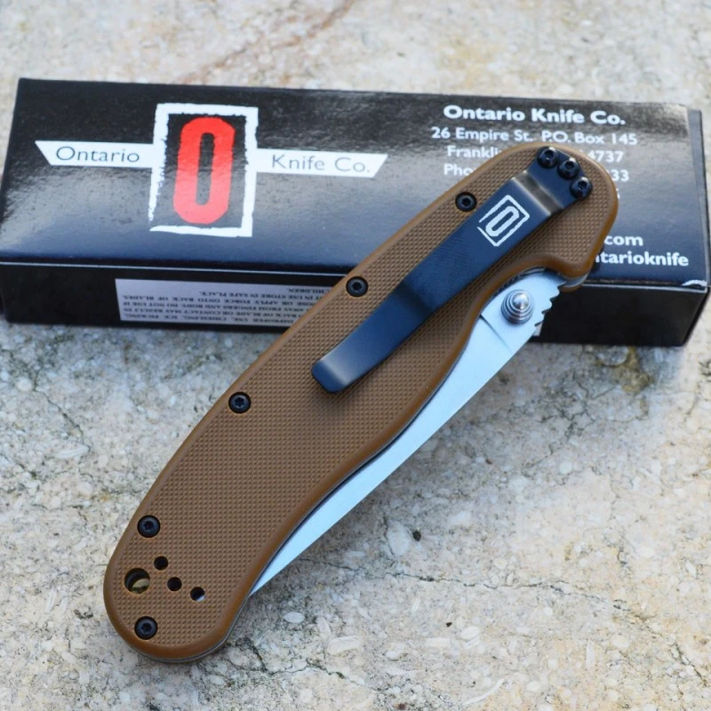 Couteau Ontario Rat Model 1 Lame Acier AUS-8 Manche FRN Coyote Brown Ontario Rat-1 ON8848CB – Image 4
