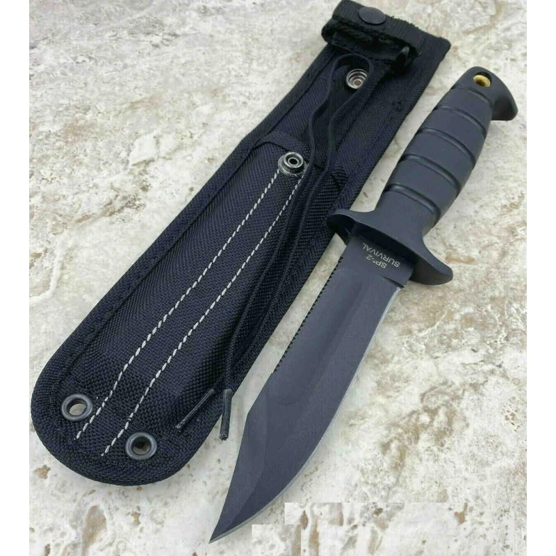 Couteau Ontario SP2 Air Force Survival Knife Lame Carbone 1095 Manche Kraton Etui Nylon Made In USA ON8680 – Image 4