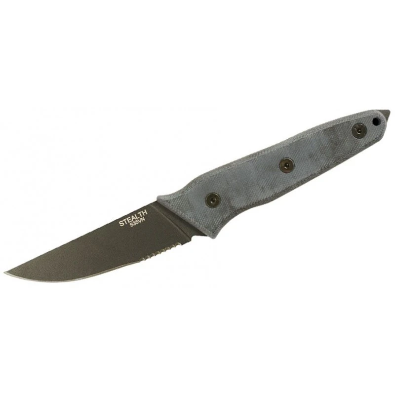 Couteau Ontario Stealth Lame Acier S35VN Serr Manche Micarta Etui Nylon Made USA ON8198