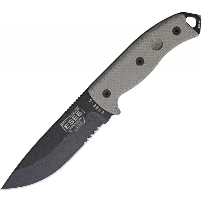 RC5SBK Couteau Esee Model 5 Survival Escape Evasion Carbone 1095 Serr Manche Micarta Etui Kydex Made USA – Image 3