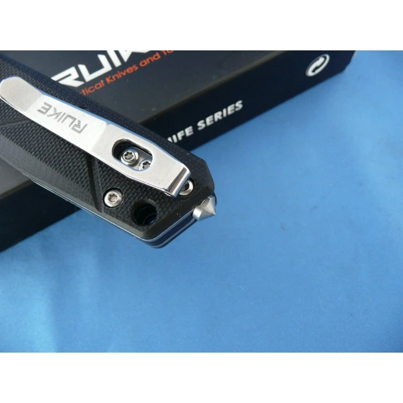 Couteau Ruike P127B Tanto Lame Acier 14C28N Manche Black G10 Linerlock Clip RKEP127B – Image 6