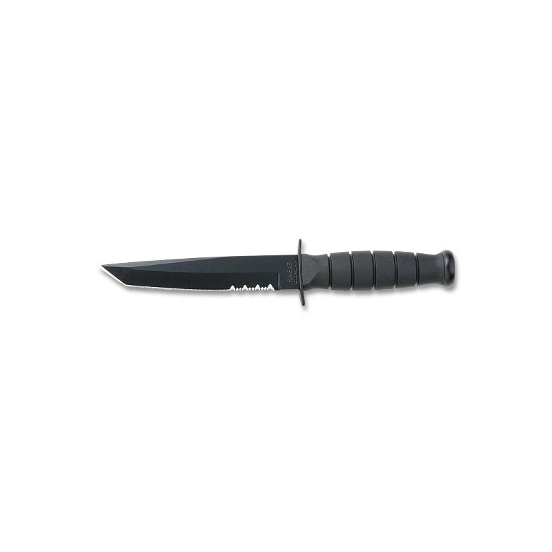 Ka5055 Couteau Short Ka-Bar Black Tanto Serrated Lame Acier Carbone 1095 Manche Kraton Made USA