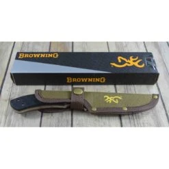 Couteau Skinner Browning Primal Lame Acier 8Cr13MoV Manche Polymer Etui Nylon BR0426B
