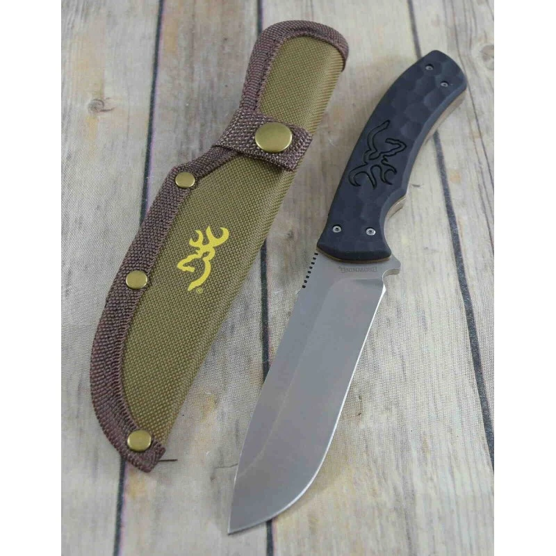 Couteau Skinner Browning Primal Lame Acier 8Cr13MoV Manche Polymer Etui Nylon BR0426B – Image 6
