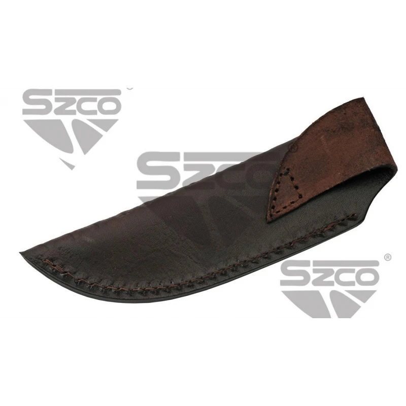 Couteau Skinner Damas 256 Couches Manche Bois De Chevreuil/Corne Etui Cuir DM1294SG – Image 7