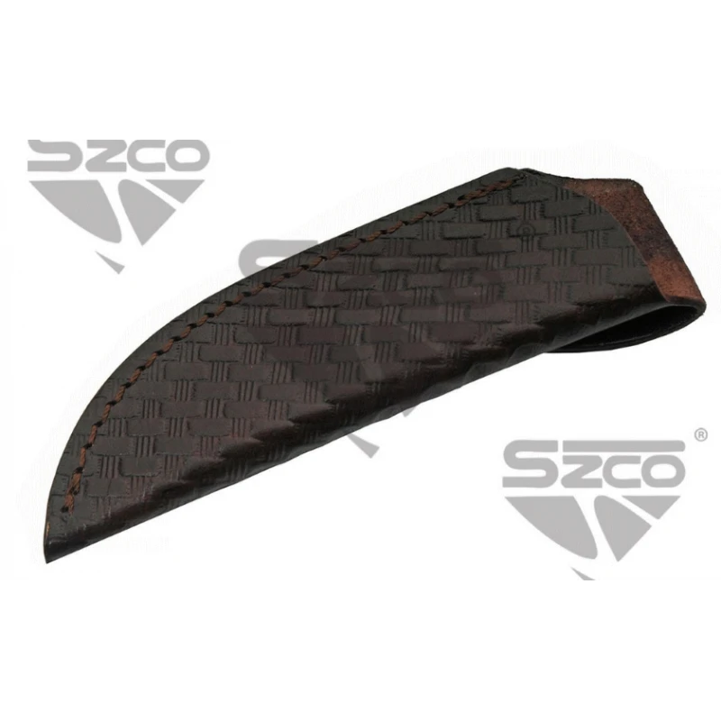 Couteau Skinner Damas 256 Couches Manche Bois De Chevreuil/Corne Etui Cuir DM1294SG