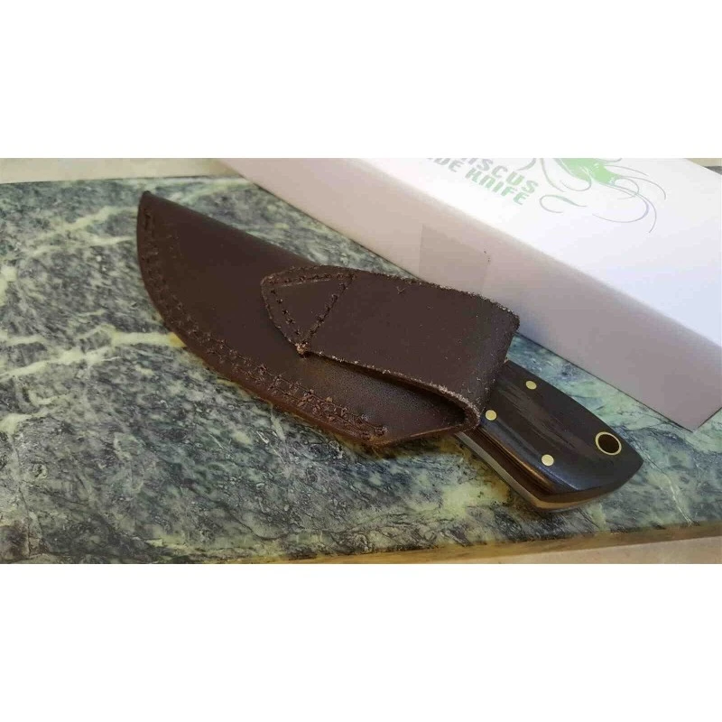 Couteau Skinner Damas 256 Couches Manche Bois Etui Cuir DM1243 – Image 3