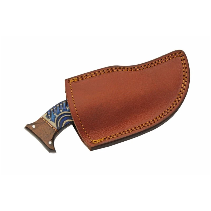 Couteau Skinner Damas Lame 256 Couches Manche Bois Blue Etui Cuir DM1333BL – Image 8