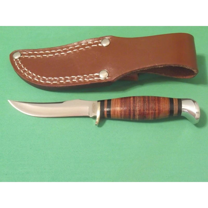 Couteau Skinner Marbles Small Hunter Stacked Leather Manche & Etui Cuir Lame Acier Inox MR396