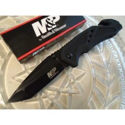 Couteau Smith&Wesson Military & Police Tanto Acier 7Cr17Mov Manche Alu Brise Vitres SWMP11B
