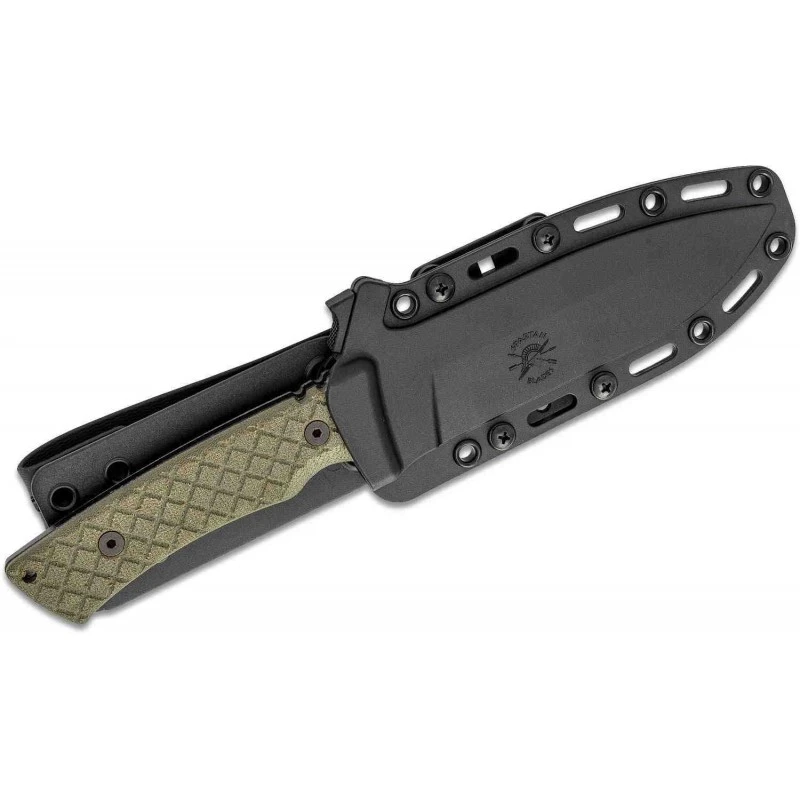 Couteau Spartan Blades Damysus Green Lame Acier Carbon 1095 Manche Micarta Etui Made USA SBSL003BKGR – Image 2