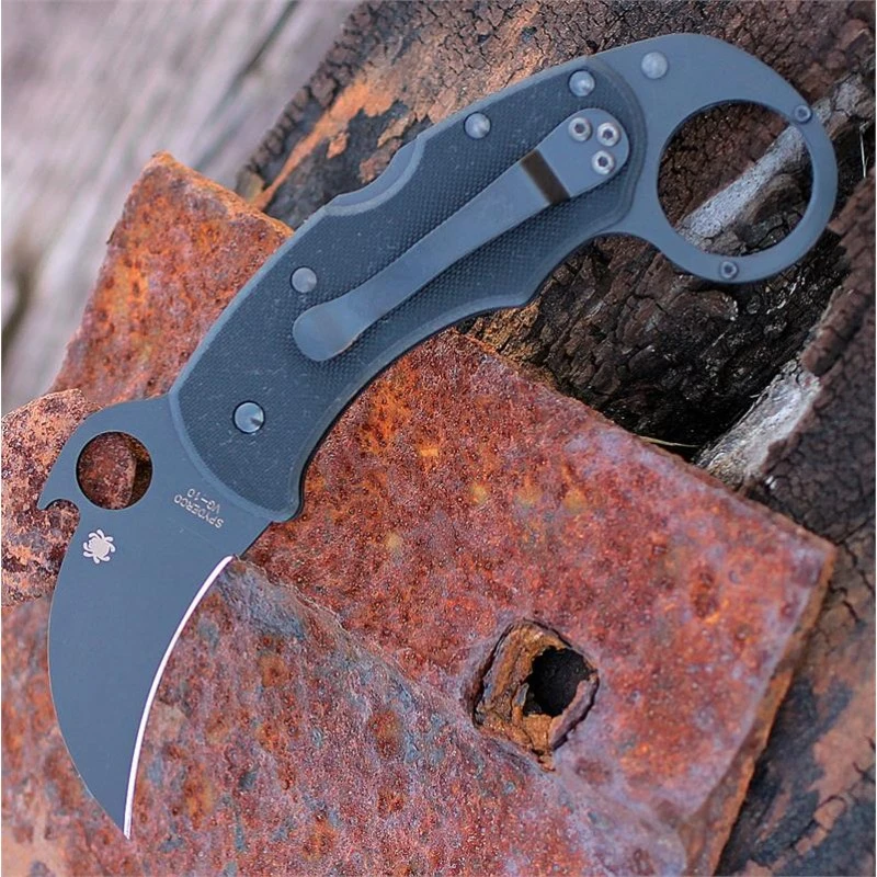 Couteau Spyderco Karahawk Lame Acier VG-10 Manche Black G-10 Made In Japan SC170GBBKP