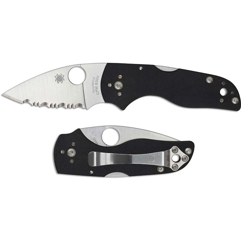 Couteau Spyderco Lil' Native Lame Acier CPM-S30V Serrat Manche G-10 Lockback Made In USA SC230MBGS