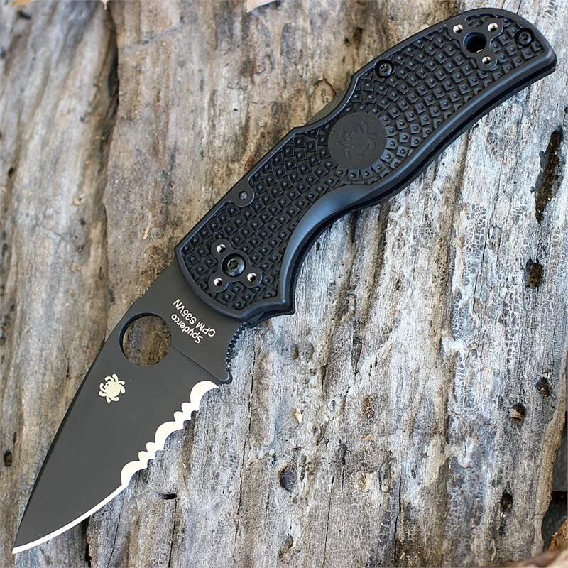 Couteau Spyderco Native 5 Black Lightweight Acier CPM-S35VN Serr Manche FRN Made USA SC41PSBBK5