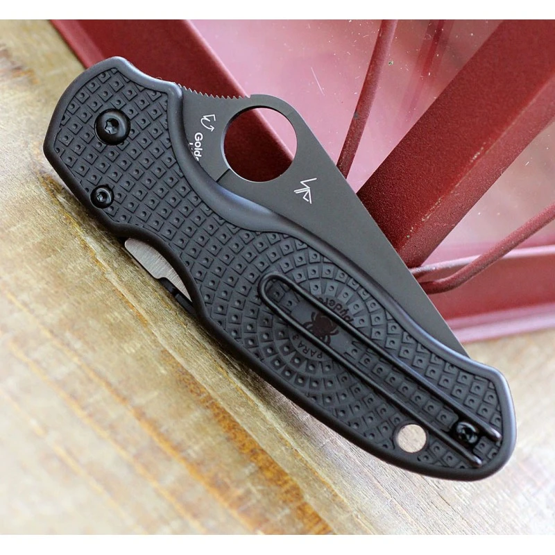 Couteau Spyderco Para 3 Compression Lock Manche FRN Lame Black CTS-BD1N Clip Made USA SC223PBBK – Image 2