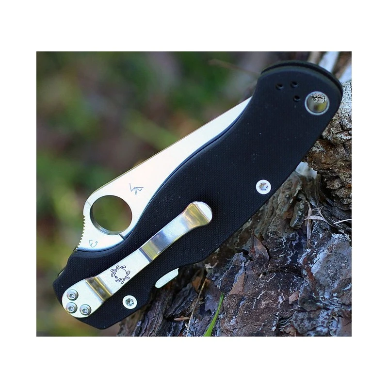 Couteau Spyderco Paramilitary 2 Lame Acier S30V Serr Manche G-10 Compression Lock Made In USA SC81GS2 – Image 2
