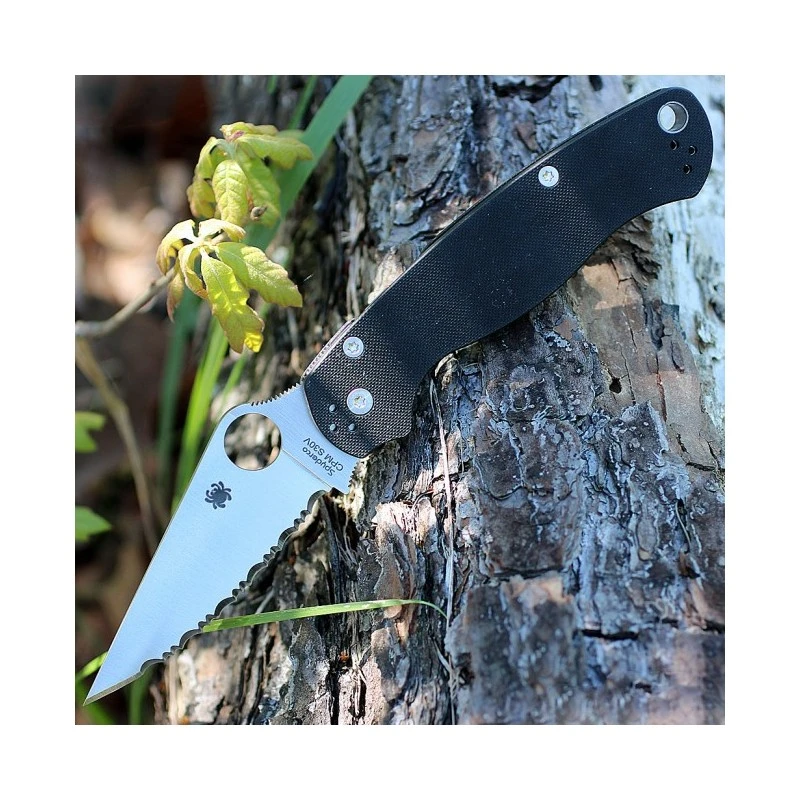 Couteau Spyderco Paramilitary 2 Lame Acier S30V Serr Manche G-10 Compression Lock Made In USA SC81GS2 – Image 5