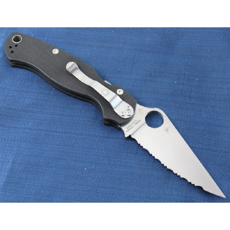 Couteau Spyderco Paramilitary 2 Lame Acier S30V Serr Manche G-10 Compression Lock Made In USA SC81GS2 – Image 6