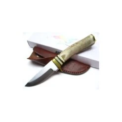 Couteau Steel Stag Whitetail Skinner Lame Acier Inox Manche Bois De Cerf Etui Cuir SS7003