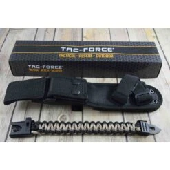 Couteau Tac Force Tactical Manche Tan Lame Acier 3Cr13 Etui Nylon Bracelet Paracorde TFFIX005TN