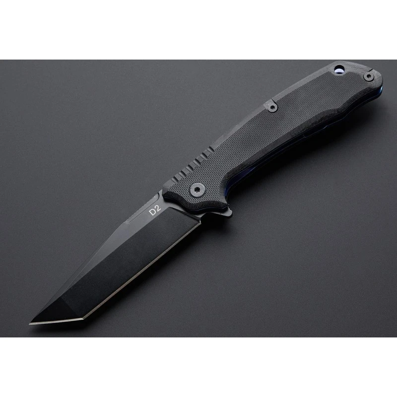 Couteau Tactical ABKT Tac Predator Blue Tanto Lame Acier D2 Manche G-10 Linerlock Pocket Clip AB026BL