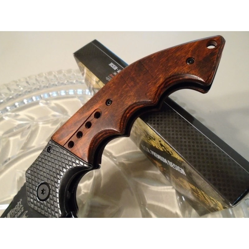 Couteau Tactical Mtech Xtreme Spring Assisted Acier 440C Manche Bois MTXA829BW – Image 2