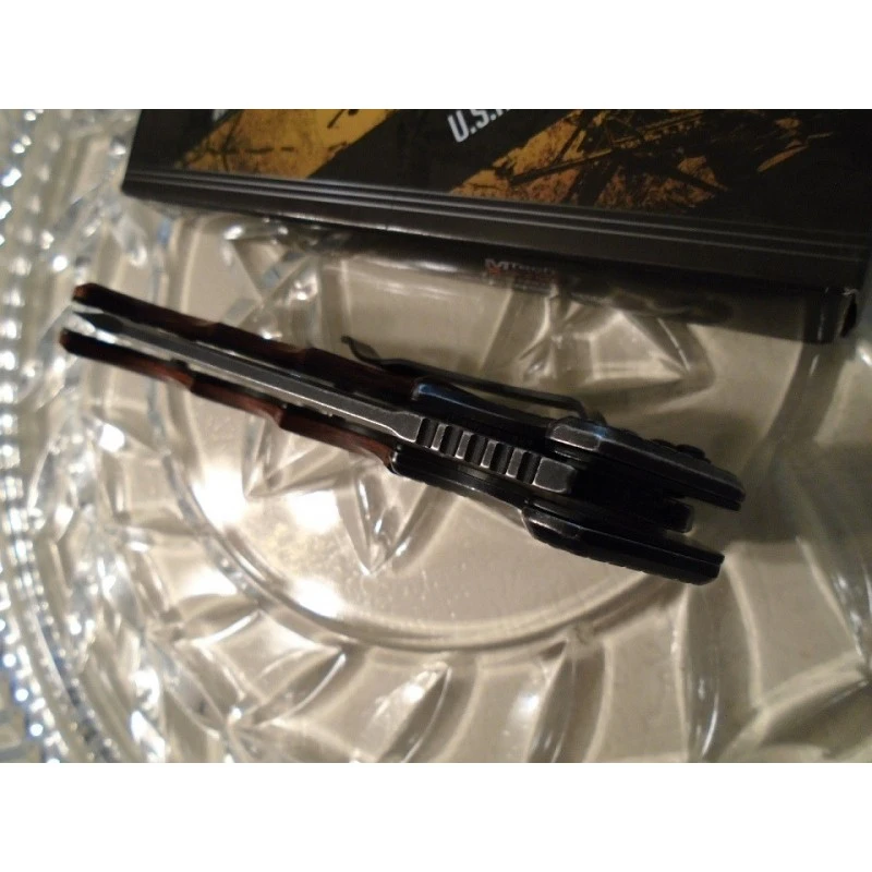 Couteau Tactical Mtech Xtreme Spring Assisted Acier 440C Manche Bois MTXA829BW – Image 7