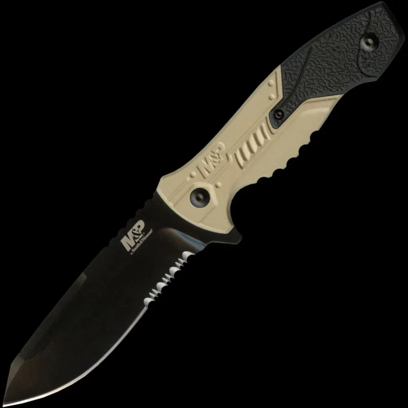 Couteau Tactical Smith&Wesson M&P Lame Acier 8Cr13MoV Manche Aluminium Etui Nylon SWMPF2CSCP – Image 2