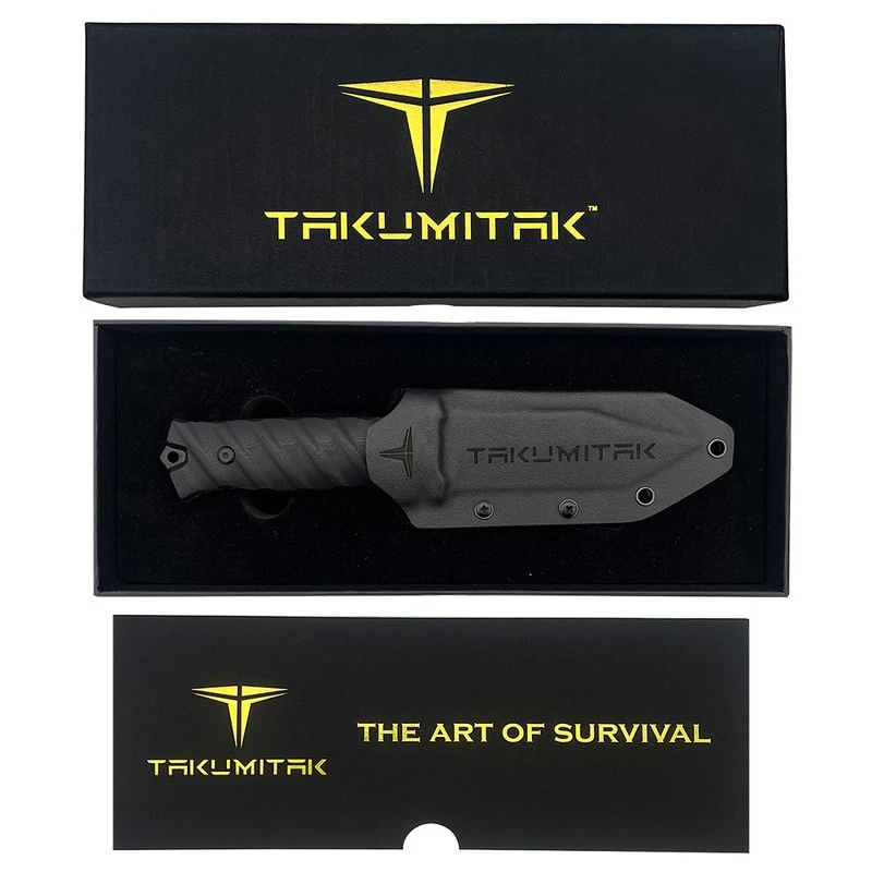 Couteau Tactical Takumitak Fulcrum Military Black Tanto Lame Acier D2 Manche G10 Etui Kydex TKF201BK – Image 8