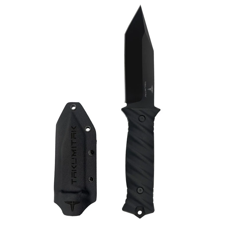 Couteau Tactical Takumitak Fulcrum Military Black Tanto Lame Acier D2 Manche G10 Etui Kydex TKF201BK