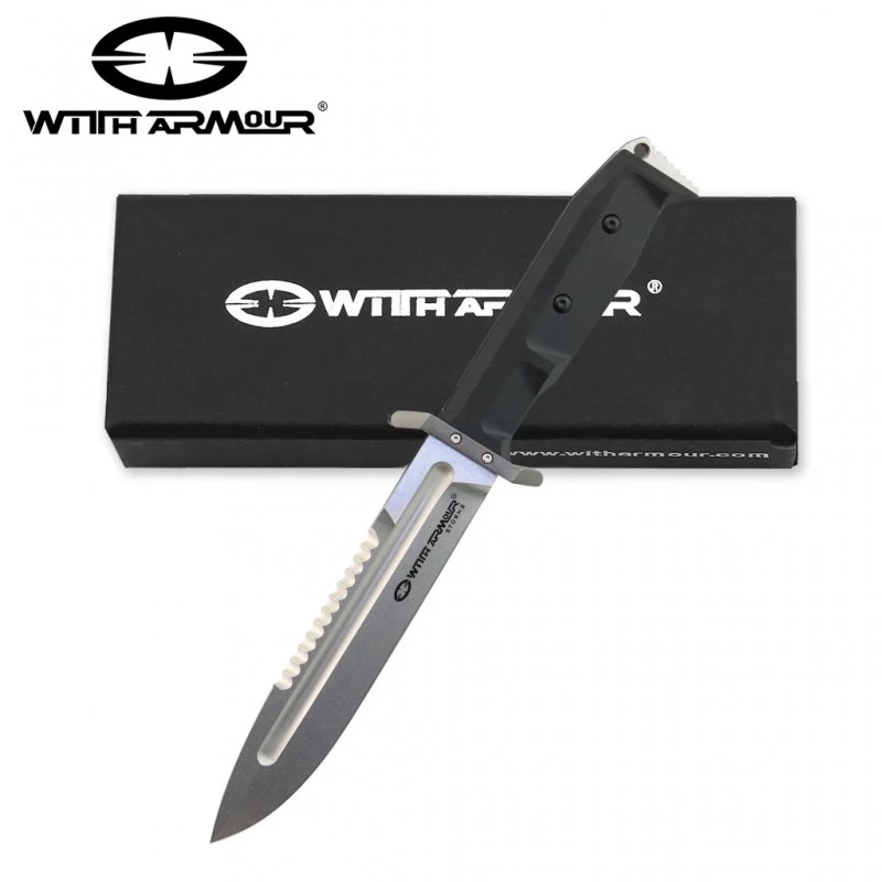 Couteau Tactical WithArmour Expendable Lame Acier D2 Manche G10 Etui Kydex WAR099BKD2