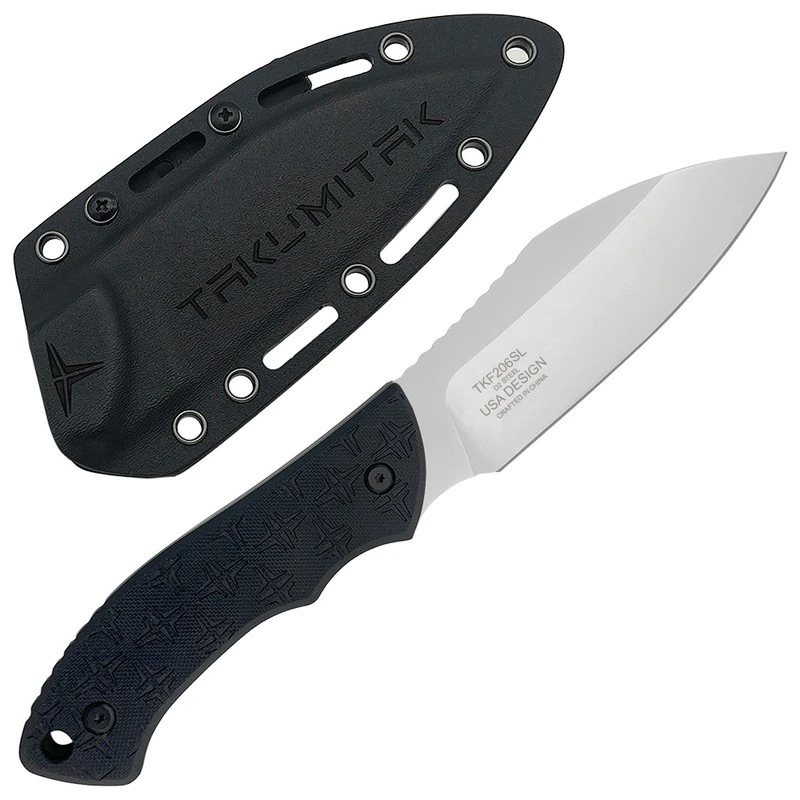 Couteau Takumitak DAY 500 Neckmuk Satin Lame Acier D2 Manche G10 Etui Kydex TKF206SL