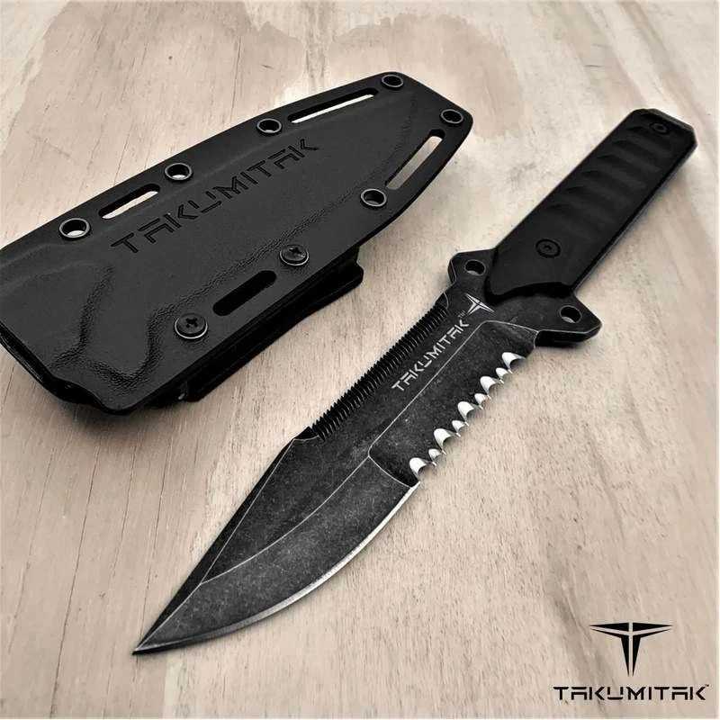 Couteau Takumitak ESCORT Lame Acier D2 Stonewash Manche G10 Etui Kydex TKF213SW – Image 10