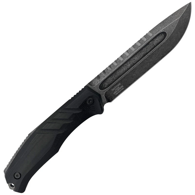 Couteau Takumitak Exit Point Lame Drop Point Acier D2 Stonewash Manche G10 Etui Kydex TKF211SW – Image 5