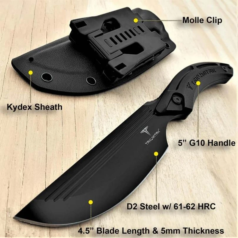 Couteau Takumitak HUNTER Straight Back Lame Acier D2 Manche G10 Etui Kydex TKF207BK – Image 8