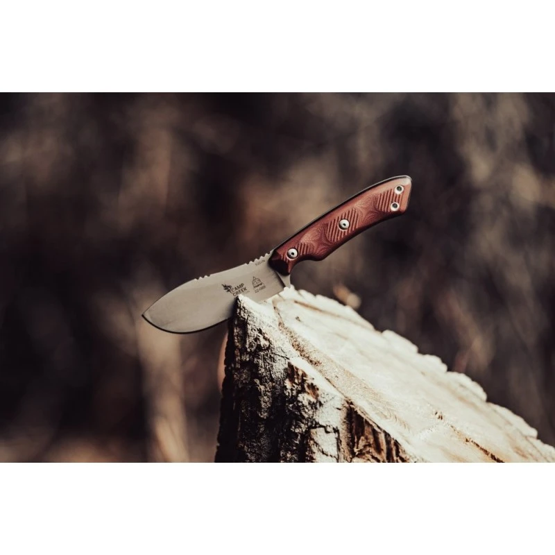 Couteau TOPS Camp Creek Fire Edition Lame Acier CPM S35VN Manche Red/Black G10 Etui Cuir USA TPCPCKFE01 – Image 14
