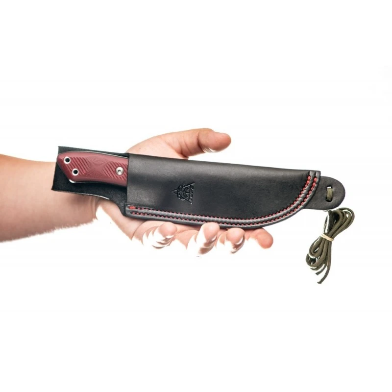 Couteau TOPS Camp Creek Fire Edition Lame Acier CPM S35VN Manche Red/Black G10 Etui Cuir USA TPCPCKFE01 – Image 6