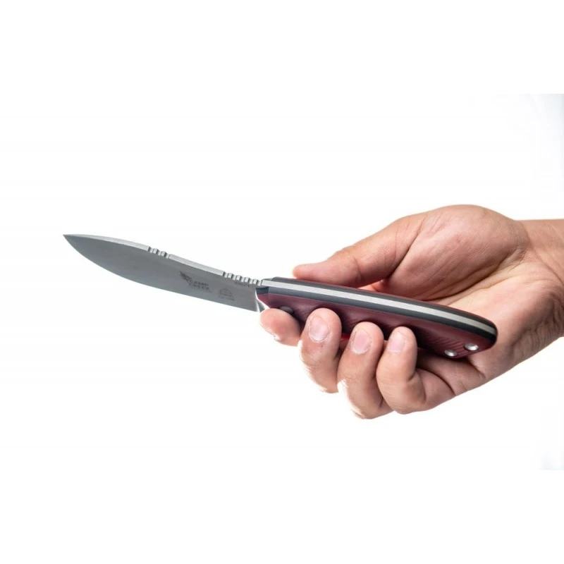 Couteau TOPS Camp Creek Fire Edition Lame Acier CPM S35VN Manche Red/Black G10 Etui Cuir USA TPCPCKFE01 – Image 8