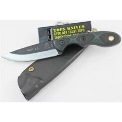 Couteau Tops Mini Scandi Knife Acier Carbon 1095 Manche Green/Black G-10 Tops Knives Made In USA TPMSKGB