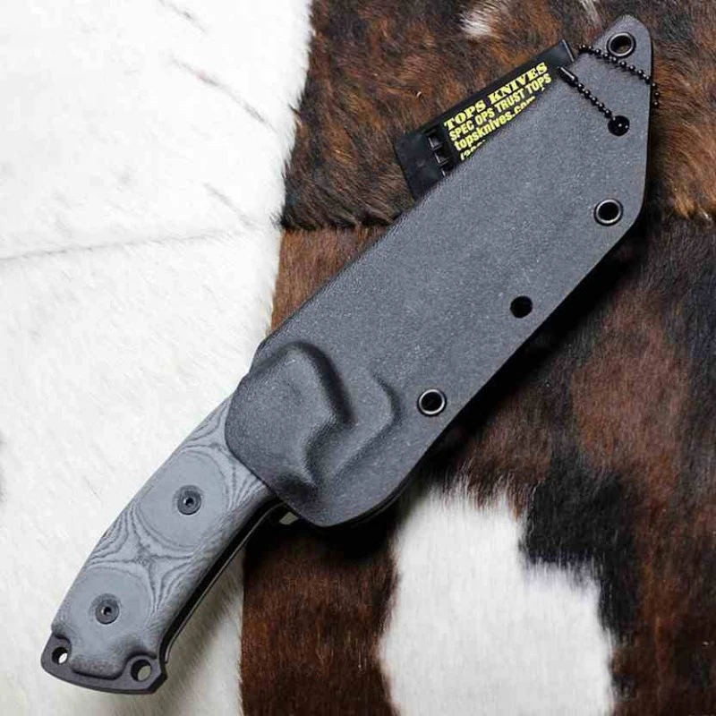 Couteau Tops Steel Eagle Hunter Point Lame Acier Carbone 1095 Manche Micarta Etui Kydex Made USA TPSE105E