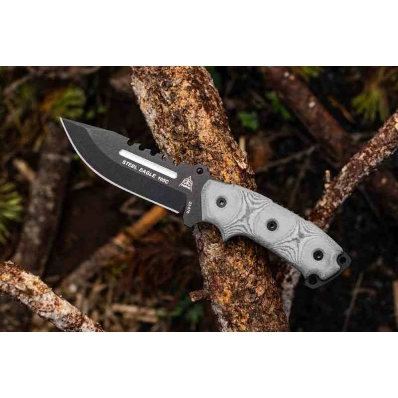 Couteau Tops Steel Eagle Hunter Point Saw Lame Acier Carbone 1095 Manche Micarta Etui Kydex USA TPSE105C – Image 4